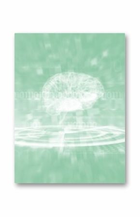 Human brain with illuminated lights
