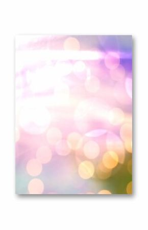 Digital abstract bokeh lights are glowing across soft pastel gradient, featuring lens flare streaks