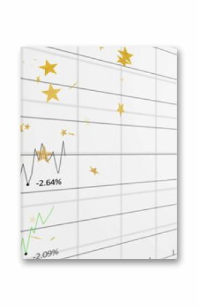Displaying financial chart highlighting grey and green lines on dashboard, with gold star overlays