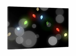 Image of light spots over fairy lights on black background