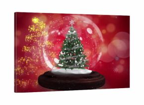 Image of snow globe with christmas tree over shooting star