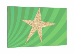 Standing out mosaic-textured beige five-point star against swirling green radial stripe background