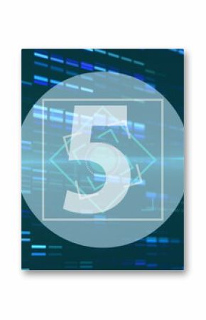 Image of number countdown from 10 to 1 in circle and blue lights on a black background
