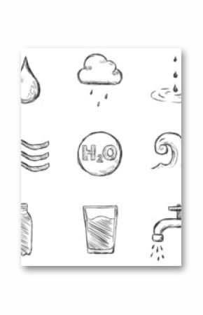 Vector Set of Sketch Water  Icons