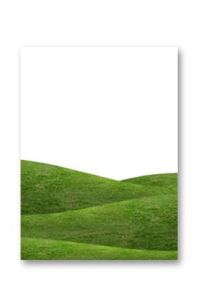 Green grass hill background isolated on white. Outdoor of green meadow background.