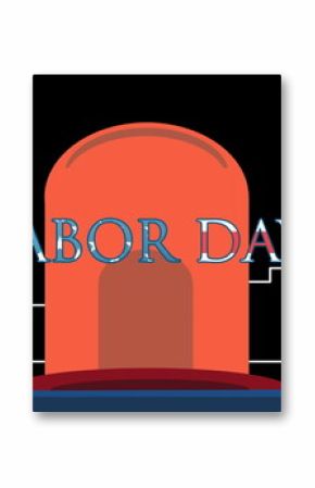 Image of labor day text over lights and cityscape