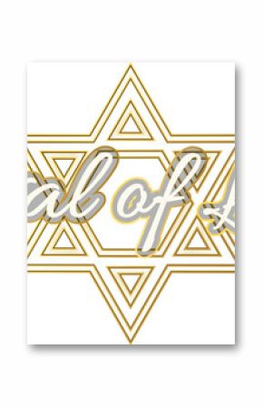Festival of Lights text is floating on layered sixpoint star in flat vector, transparent background
