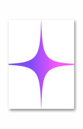 Showing abstract star sparkling in flat vector with purple-to-pink gradient, transparent background