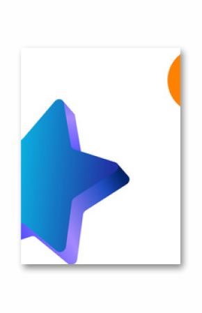 Stylized 3D star and orange gradient circle are floating over transparent backdrop adding contrast