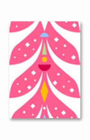 Abstract tree is standing in flat design with pink layers and star, transparent background