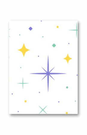 Decorative star sparkles are dancing in flat design with pastel dots on transparent background