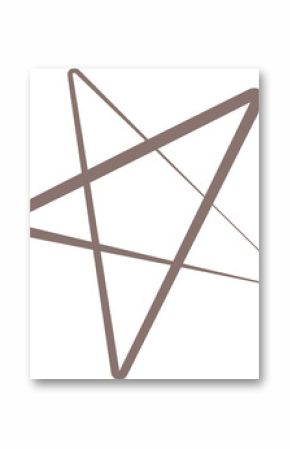 Stylized five-pointed star being drawn with unbroken brown line in flat design transparent backdrop