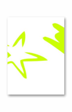 Lime-green doodles are floating on transparent background showing parallel lines, star and scribble