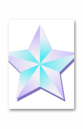 Showing flat star with turquoise-lavender panels casting purple shadow on transparent background