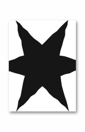 Abstract six-pointed star is showing uneven spiky arms in flat style, transparent background