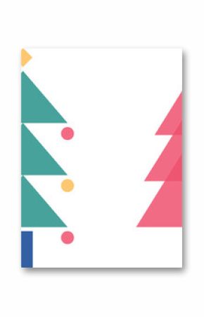 Showing row of four flat tree icons on clear background, featuring star shapes, colorful ornaments