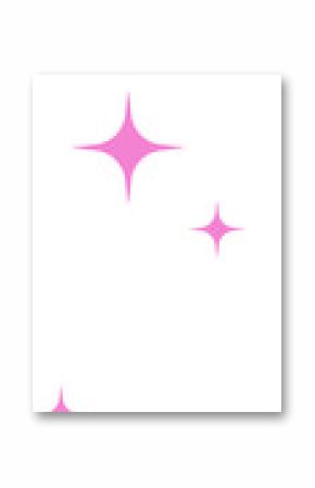 Flat design pink sparkle shapes are floating over transparent background, showing star icons