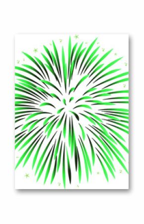 Flat design is showing green radial burst with star and dot accents on transparent background