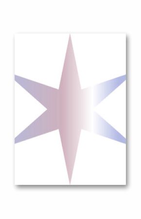 Flat design six-pointed star is floating on transparent background, showing pastel gradient