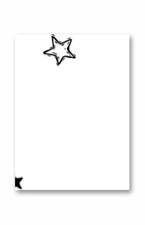 Hand-drawn star cluster is floating over transparent background with white outlines and black fills
