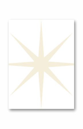 Abstract eight-pointed star is floating in flat style on transparent background with cream points