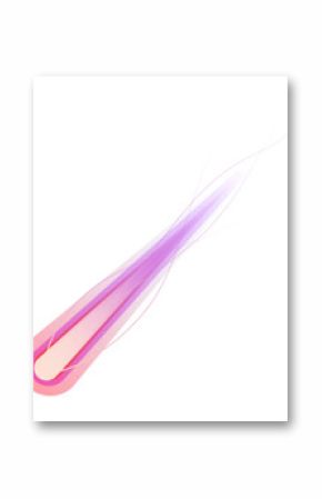 Abstract comet is gliding on transparent background with glowing core and ribbons in flat vector