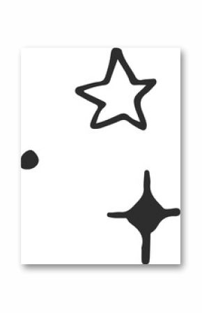 Abstract doodles floating in flat style on transparent canvas, showing star outline, dot, sparkle