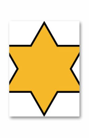 Stylized yellow six-pointed star symbol floating over transparent background in flat graphic design