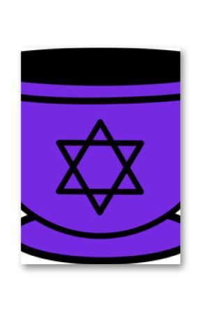 Flat purple bowl-shaped vessel is floating on transparent background, featuring black Star of David
