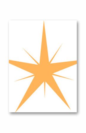 Stylized eight-pointed star emblem being presented on transparent background in flat orange style
