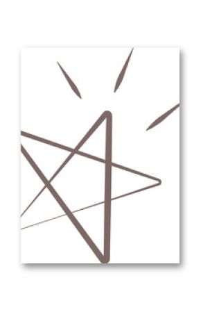Abstract scribble-style star is floating on transparent background, highlighting hand-drawn strokes