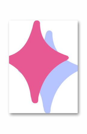 Two overlapping four-pointed star shapes are sparkling in flat design, with transparent background