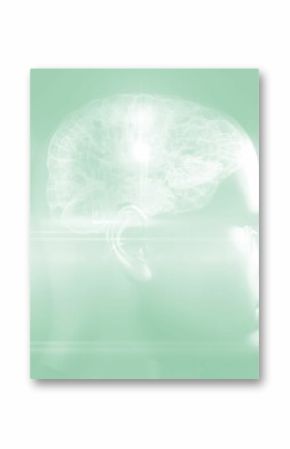 Human brain in green lights