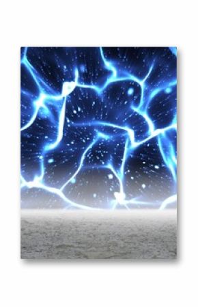 Glowing blue lights over desert