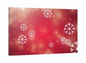 Snowflakes falling over shooting star forming a christmas tree against red background