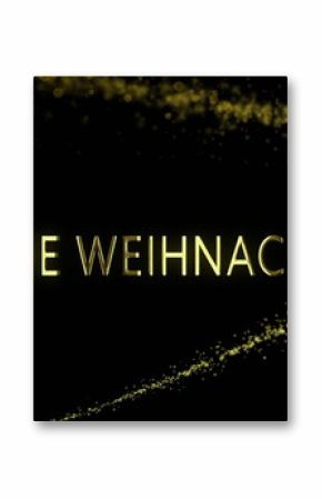 Image of frohe weihnachten text over glowing lights on black background