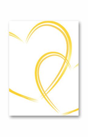Digital png illustration of two yellow linked hearts on transparent background