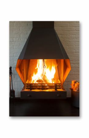 Fireplace on a white wall