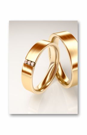 Pair of gold rings with small diamonds for lovers