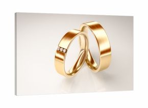 Pair of gold rings with small diamonds for lovers