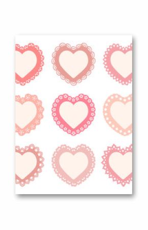 set of heart shaped frames with a lacy border