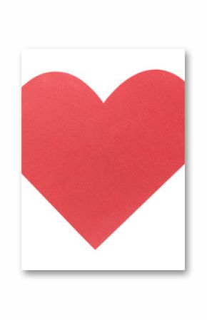 Red paper heart isolated on white background