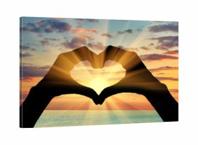 Silhouette of the heart of  gesture of hands