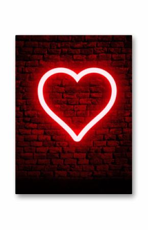 Neonowe serce na mur z cegły