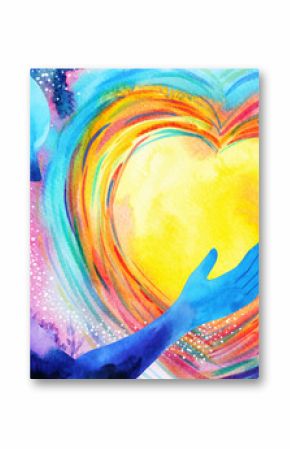 human and love spirit powerful energy connect to the universe power abstract art watercolor painting illustration design hand drawn
