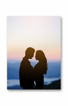 black silhouette couple lover hug together at outdoor background scene in valentine's day and romance moment 