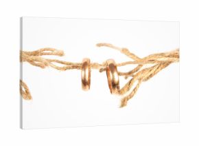 Almost torn rope and two rings in the middle