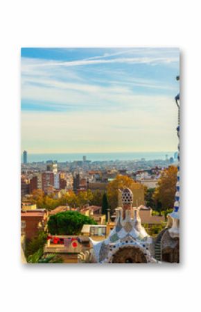 Panoramiczny widok Park Guell w Barcelonie, Catalunya Hiszpania.