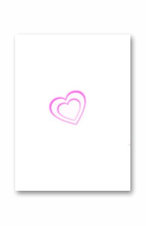Flat design cluster of floating pink heart icons is moving across transparent background
