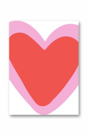 Heart graphic is floating in flat design with red fill and pink outline, transparent background